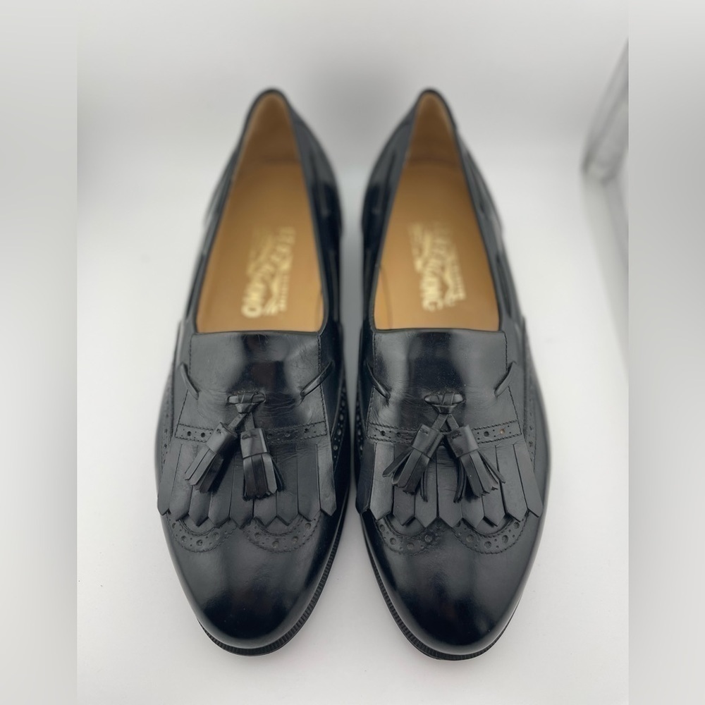 SALVATORE FERRAGAMO  Black Leather Eyelash Tassel Loafers 9.5E‌‌‌‌‌‌‌‌ - Picture 13 of 13